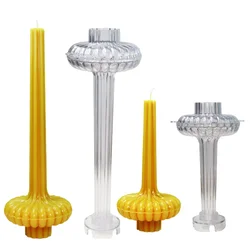 3D Vase Shaped Candle Mold DIY Striped Column Scented Candle Making Tool Acrylic Plastic Mould Pot Wholesale Home Decoration