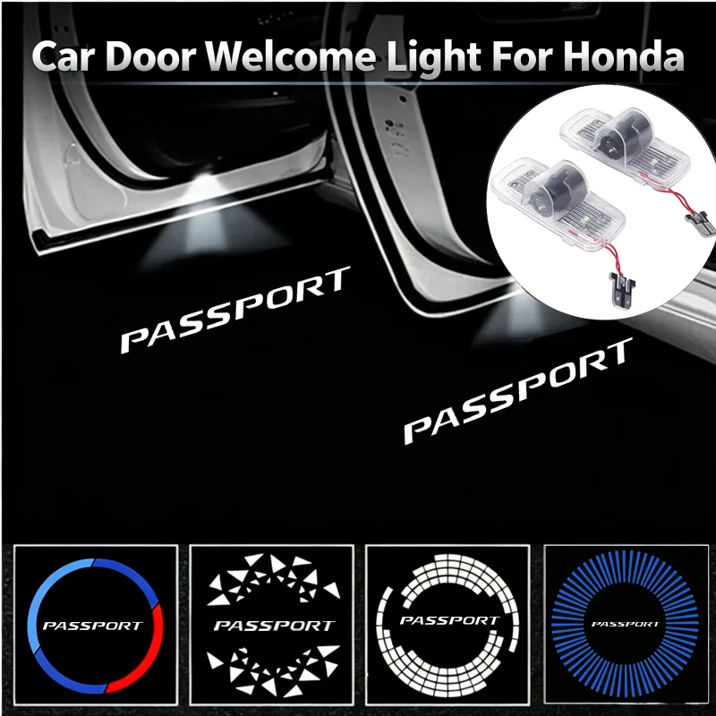 2PCS Ghost Shadow Logo LED Car Door Courtesy Projector Welcome Decor Lamps For Honda Passport Interior Modification Accessories