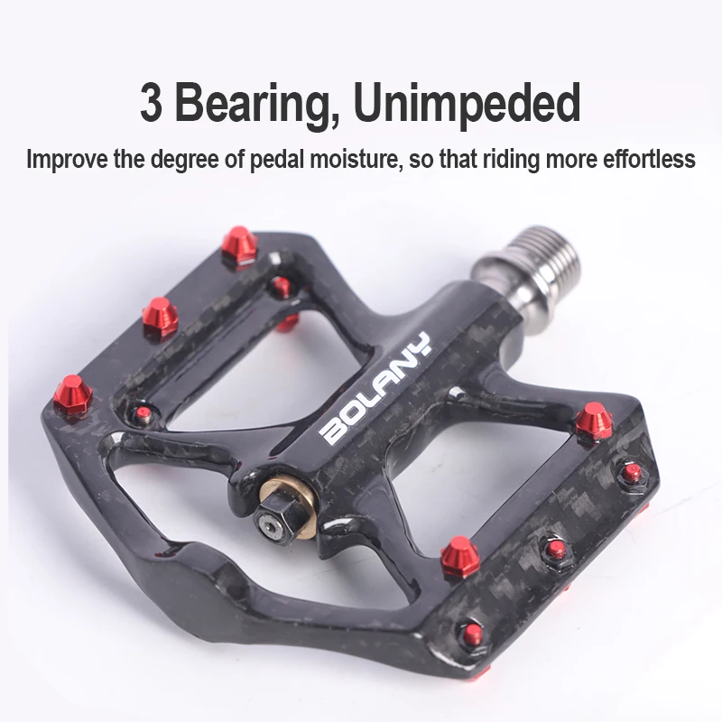 BOLANY Carbon Fiber Bicycle Pedals Ultralight Non-Slip Road Bike MTB 3 Bearing Carbon Bike Pedal Waterproof Bicycle Accessories