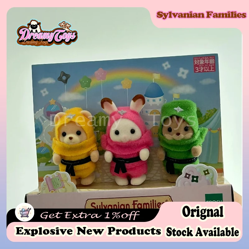 In Stock Original Sylvanian Families Anime Figure Ninja Trio Series Kawaii Doll Toy Sylvanian Family Room Collection Girls Toy