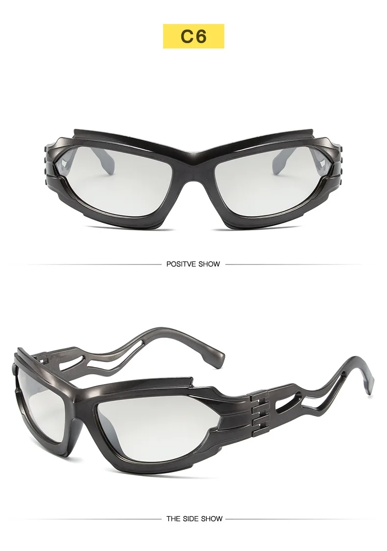 Outdoor Sport Sonnenbrille Frauen 2000S 90S Ästhetische Y2K Sonnenbrille Männer Vintage Shades Mode Coole Punk Goggle Brillen Wellenförmige Beine – Detail 10