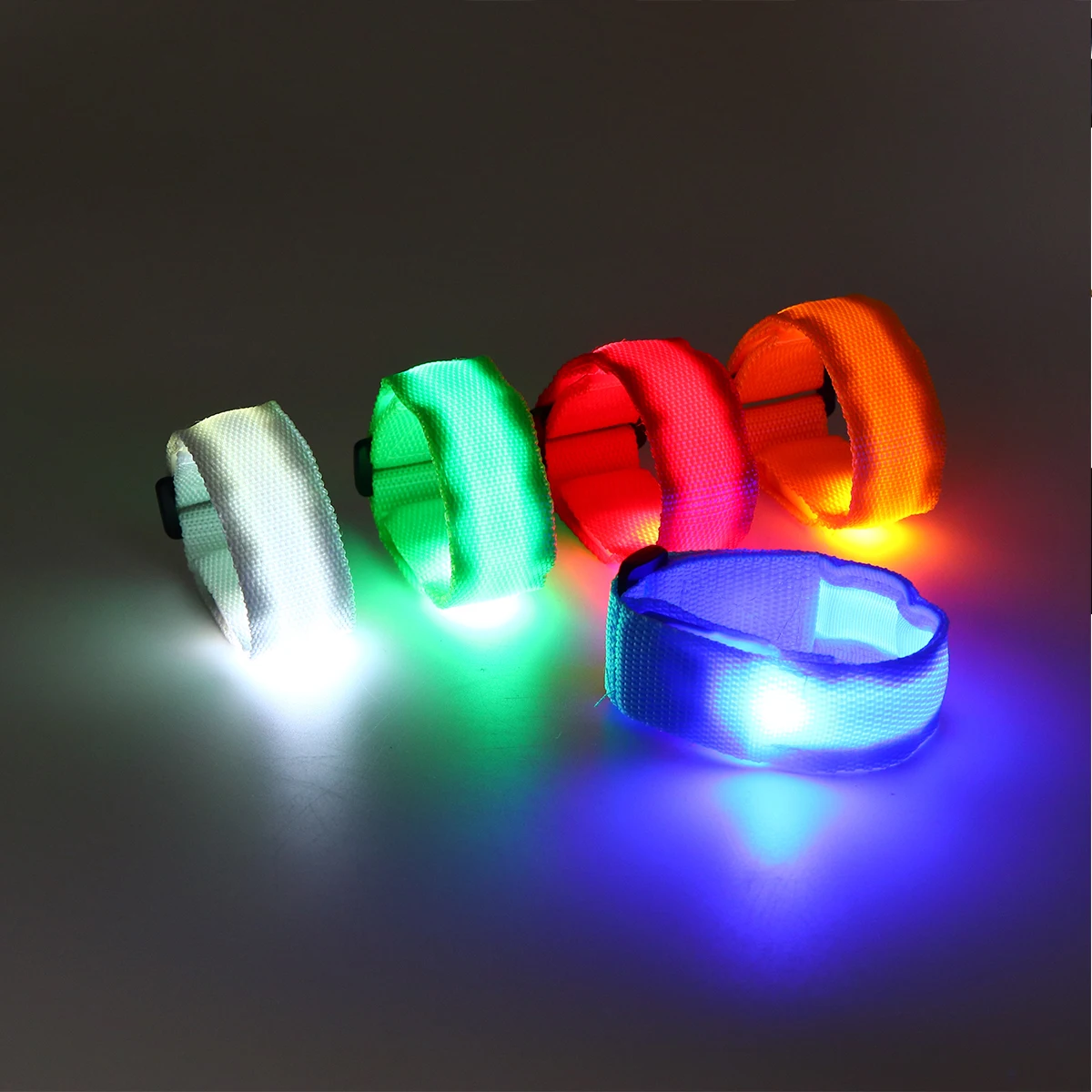 

5pcs LED Wristband Glow Bracelets Flashing Arm Bands Sports Security Durable Reflective Outdoor Toys