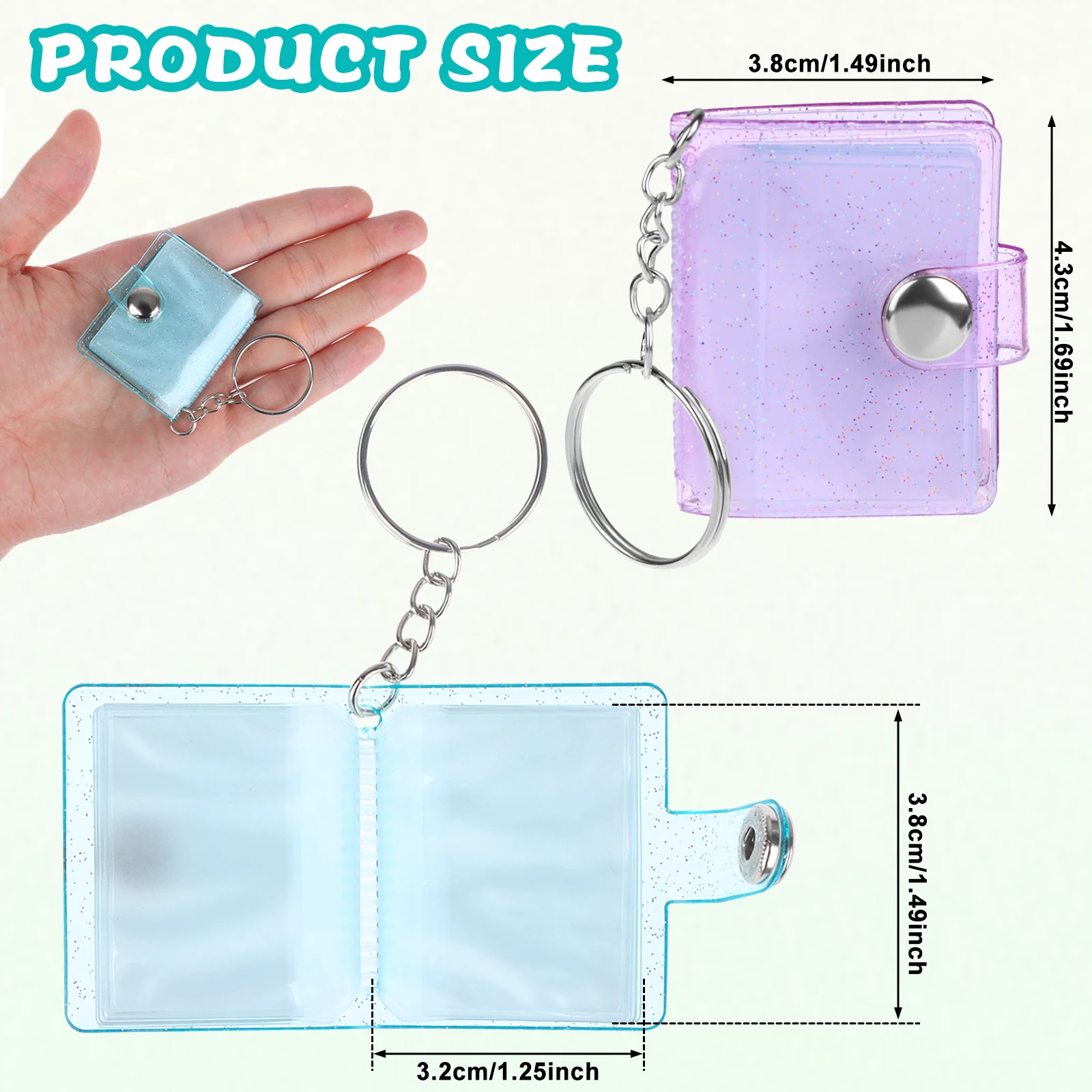 5 Pack Mini Photo Album Keychain for Picture, 1 Inch Photo Album Keychain