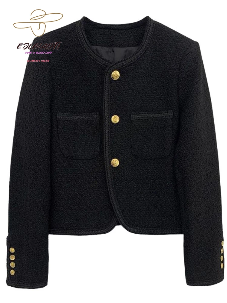 Imagem -05 - Terno Pequeno Coreano Tweed para Mulheres Jaquetas Curtas Tops Versáteis Roupas Femininas Roupas Casuais de Inverno Moda Outono