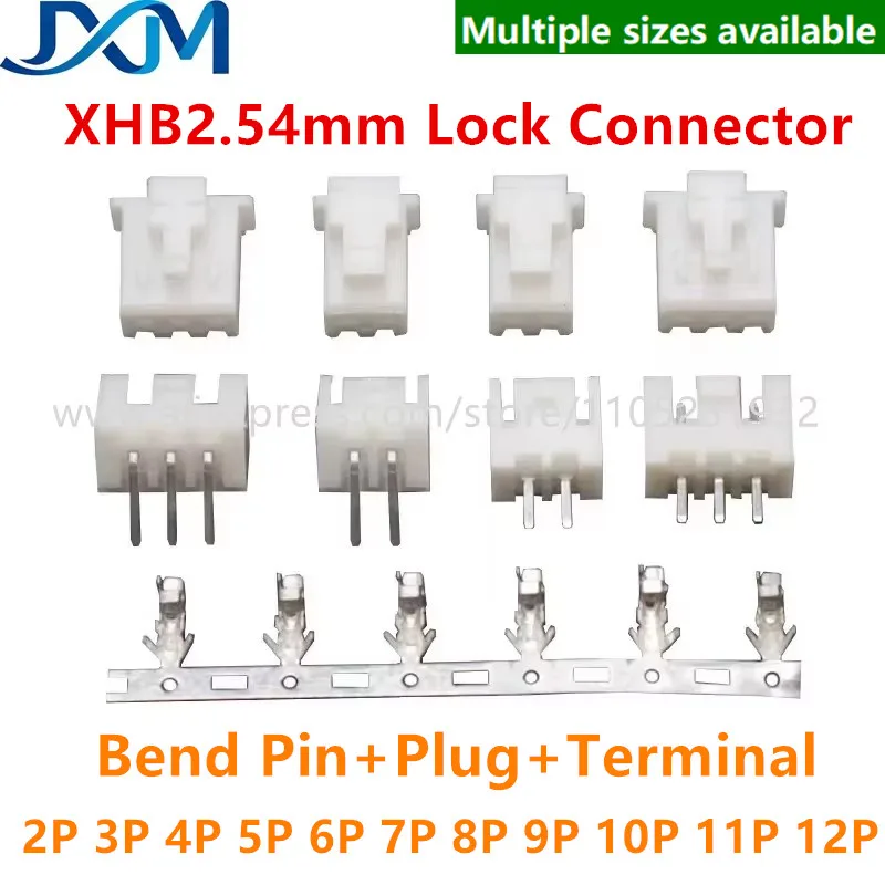 XHB2.54mm Lock Connector Bend Pin+Plug+Terminal 2-12P 3P 4P 5P 6P 7P 8P 9P 10P 11P 2.54mm Pitch XHB Electronic Component