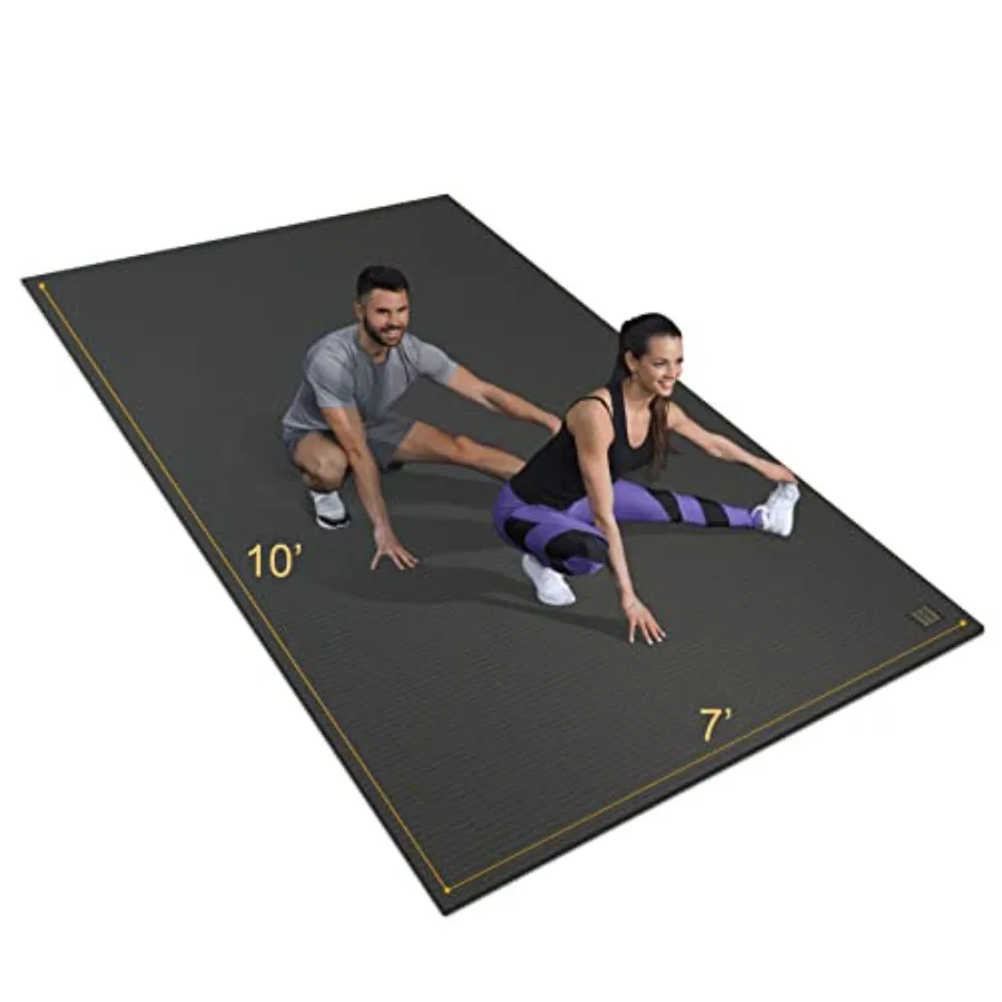 

Extra Wide Large Exercise Mat 10'x7 (7mm), Thick Workout Mats for Home Gym Flooring, High-Density Durable Cardio Mat, Shoe Friendly, Perfect for Plyo, MMA, Jump Rope, Weight, Fitness