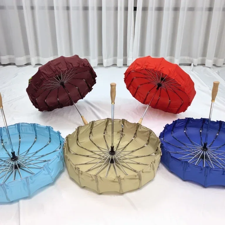 

Cross borderSmall size 16 bone wooden handle manual bottle cap mushroom shaped umbrella for children's toy stage umbrella