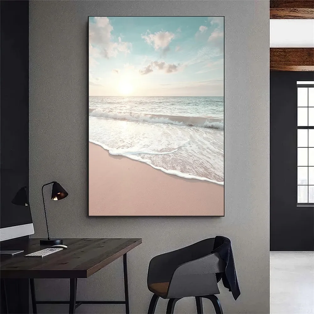 Beach Sea Ocean Poster Gallery Prints Self Adhesive Home Decor Decoration Wall Decals Living Room Sticker