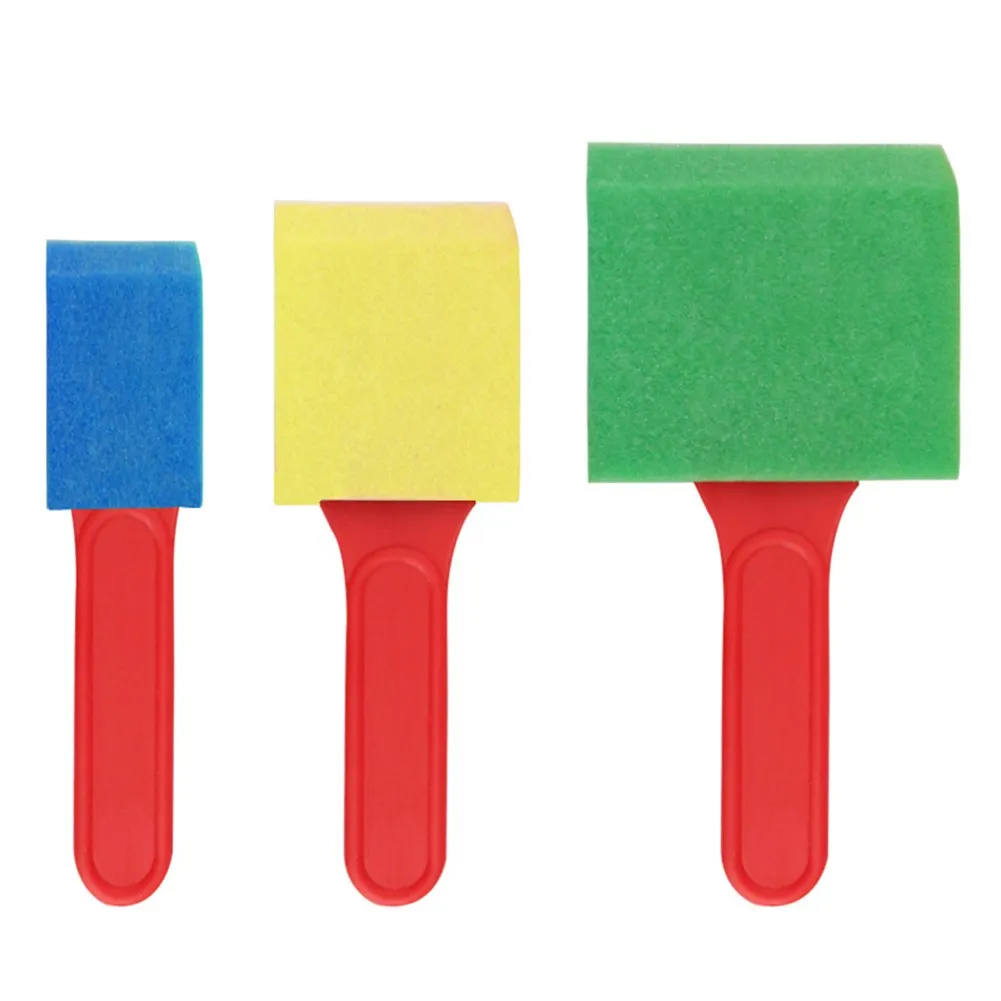 Brand New Painting Brushs Sponge Tools Flat Brush For Children’s Drawing Reliable 3Pcs Comfortable Easy To Grip