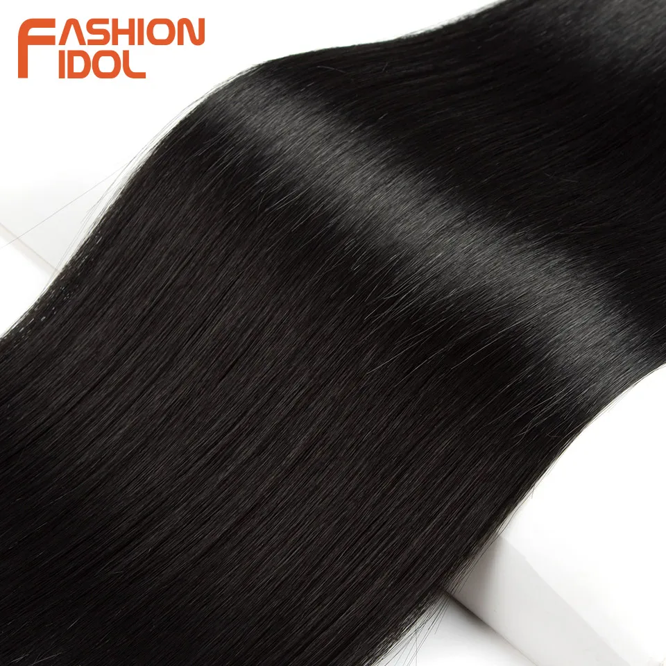 Yaki Straight Hair Extension Salon Natural Synthetic Hair Bundles Colorful High Temperature Fiber Ombre Blonde Fake Hair