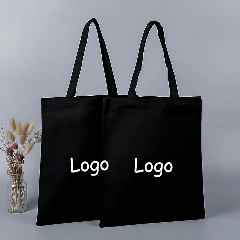 Imagem -04 - Logotipo Personalizado Cotton Canvas Tote Bolsa Bolsas de Compras Personalizados Loja Boutique Embalagem Logotipo de Pequenas Empresas Atacado 100 Pcs