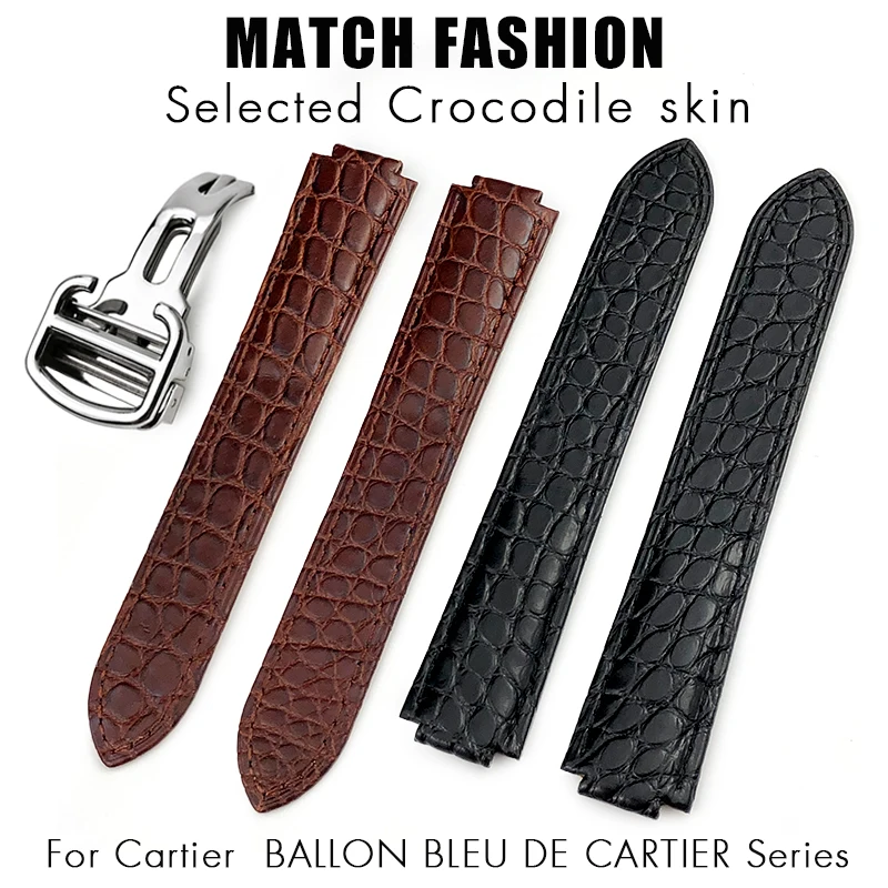

Genuine Crocodile Leather Watchband for Balloon Bleu De Cartier Colorful American Alligator Watch Strap Women Men Bracelets