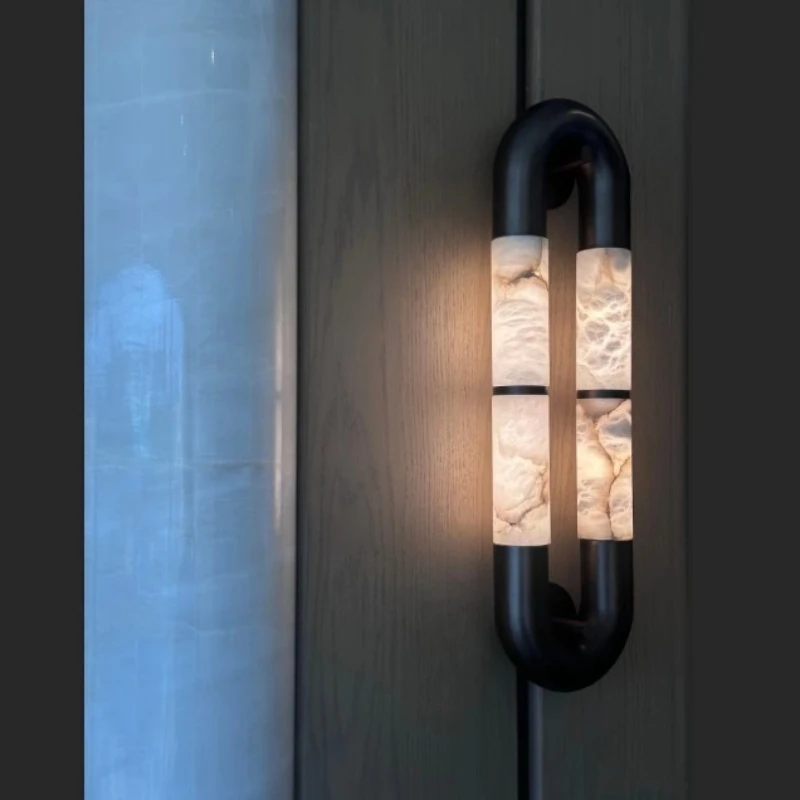 

Американский винтажный настенный светильник из натурального мрамора, дизайнерские роскошные светодиодные настенные бра для прохода, прихожей, спальни, входа, лестницы, освещения