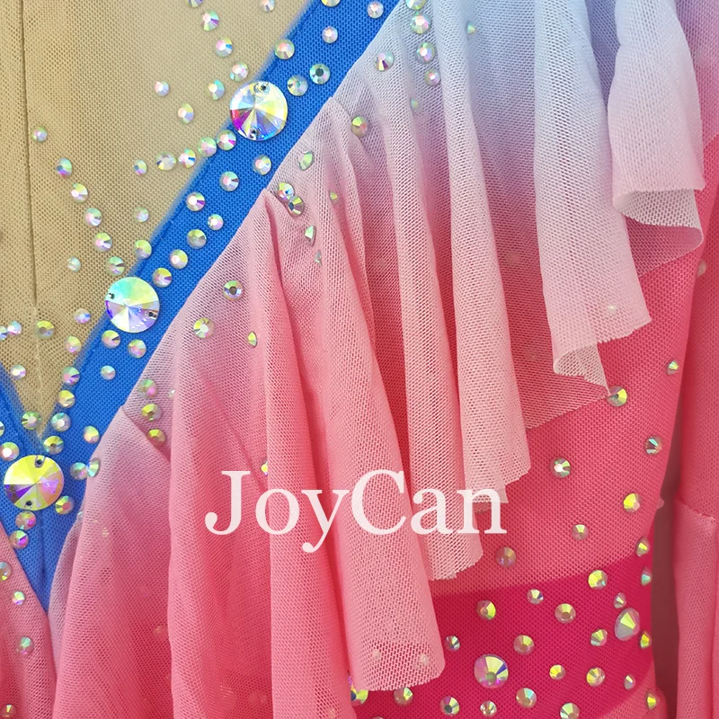 JoyCan Ice pattinaggio artistico vestito ragazze rosa Spandex elastico concorso abbigliamento da ballo personalizzato