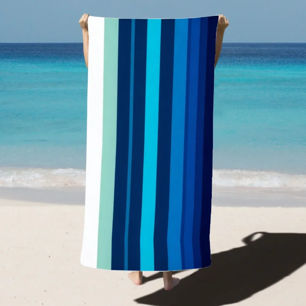 

Blue Watercolor Microfiber Beach Towel, Super Absorbent Portable Towel for Women Adult Pool Sports Use