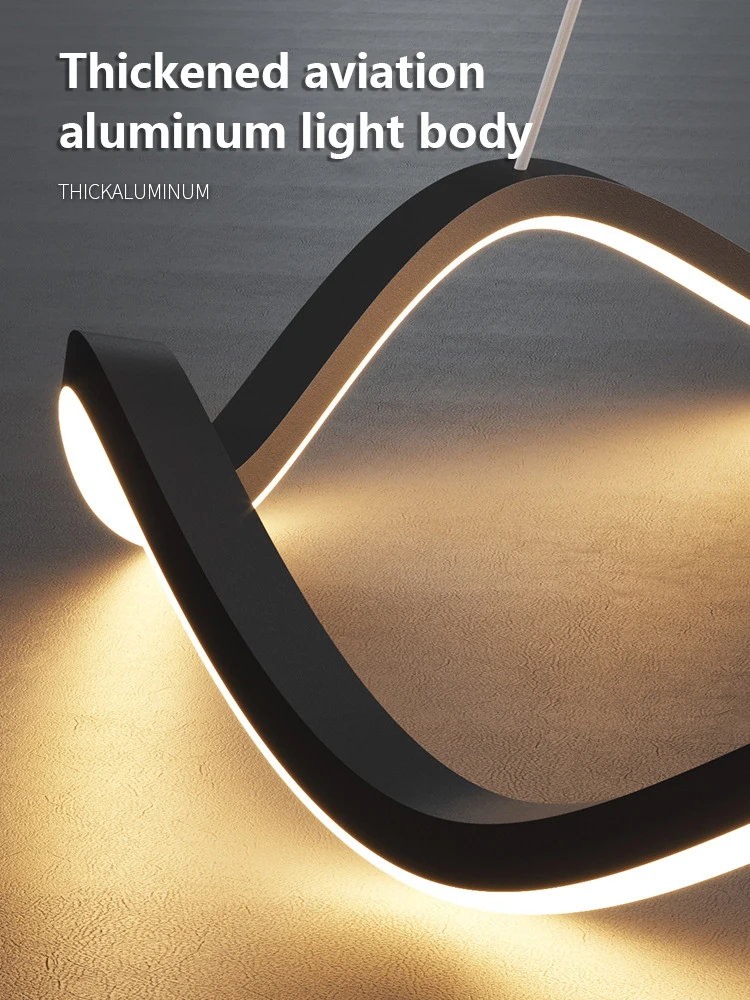 Imagem -06 - Criativa Círculo Onda Led Luzes Pingente Modern Minimalista Lustre Living And Dining Room Lamp Iluminação do Quarto Luminárias Brilho