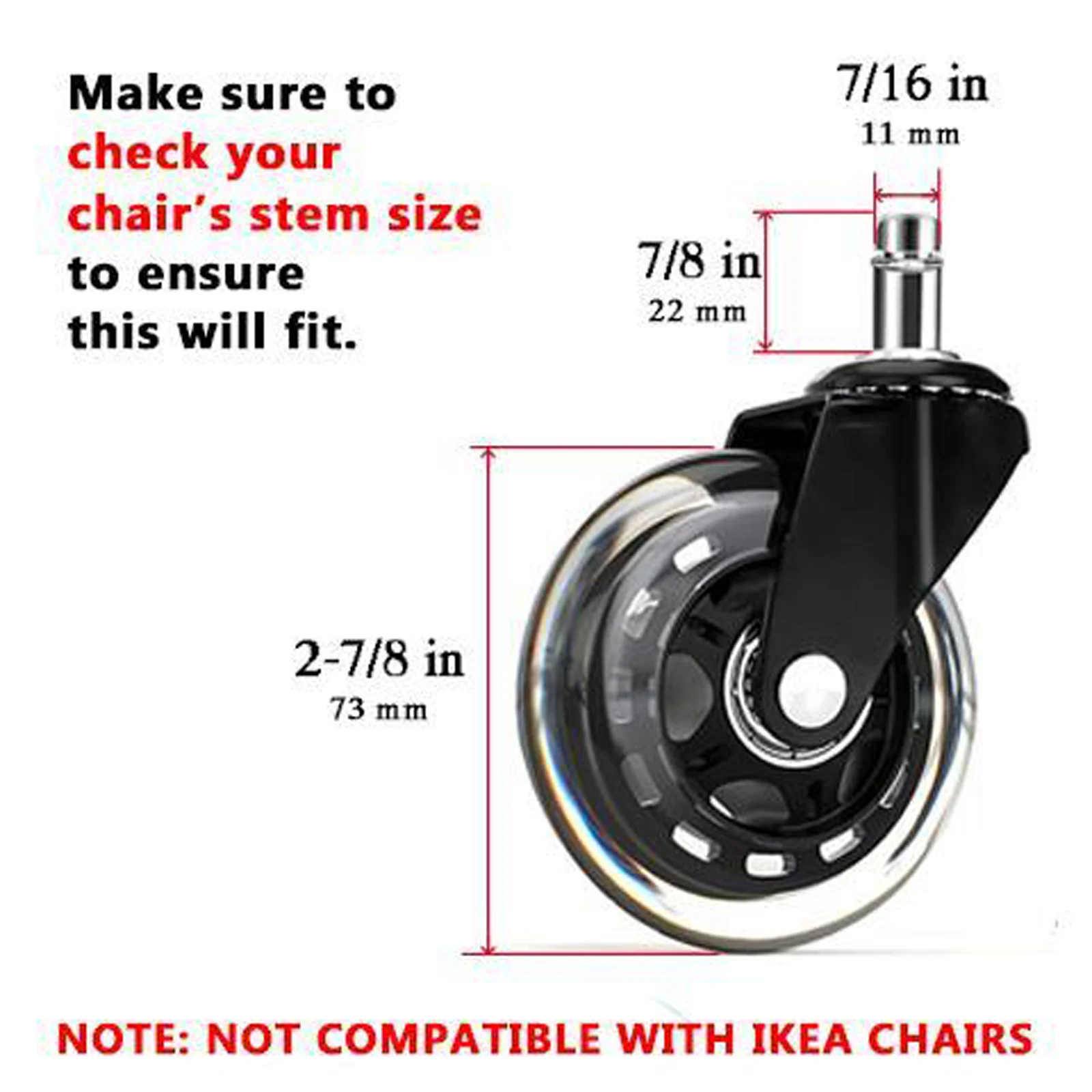 Office chair wheels replacement rubber chair casters are suitable for hardwood floors and carpets are suitable for chair