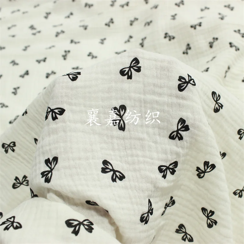 100x135cm Double Layer Cotton Gauze Crepe Fabric for Make Pajamas Sleepwear Bow Printing Home Clothes DIY Sewing Cotton Fabrics