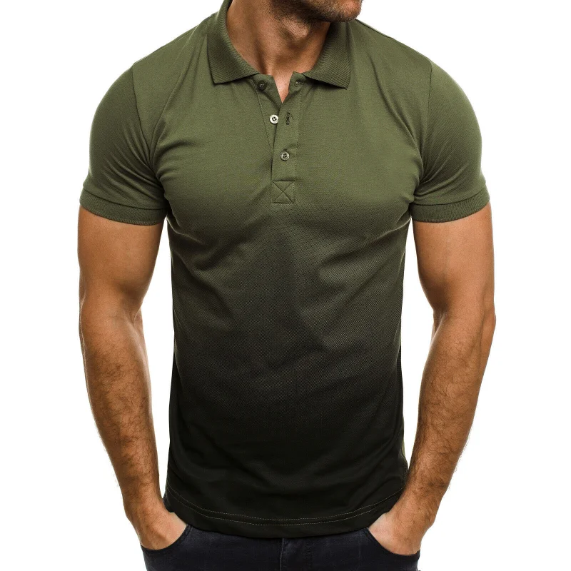 

Plus Size S-5XL Men's Polo Shirts Gradient Color Summer Casual Short Sleeve Polo Homme Breathable Polo T Shirt Men Polos Hombre