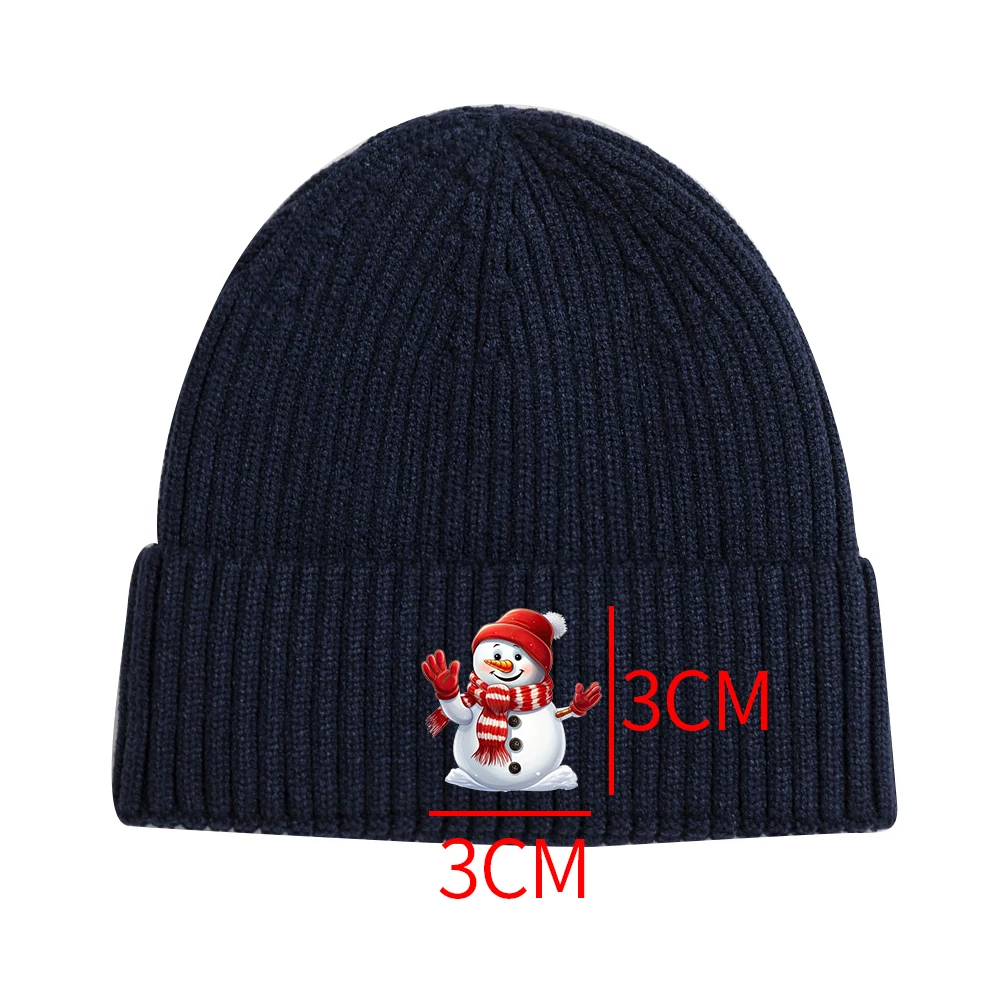 Autumn and winter warm woolen cold hat trend thick needle core-spun yarn light board outdoor versatile Christmas snowman atmosph