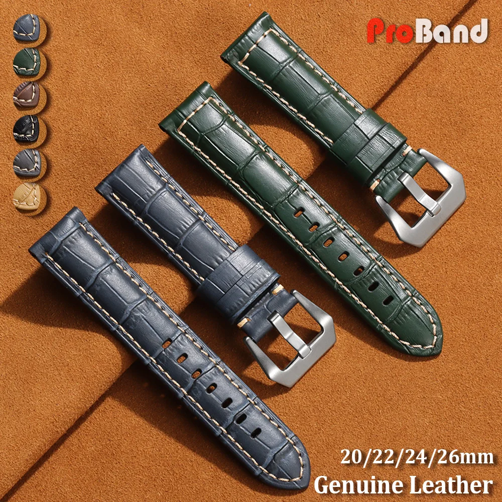 

20 22mm 24mm 26mm Strap for Panerai for Seiko for Samsung Galaxy Watch 3 4 Belt Waterproof Cowhide Wrist Band Men Women Bracelet