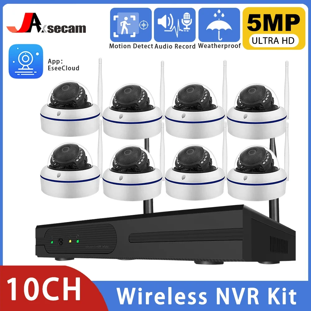 

10CH IP Camera Wifi NVR Kit CCTV System 5MP Outdoot Waterproof Audio Wireless Dome Camera Video Surveillance System 10 Channel