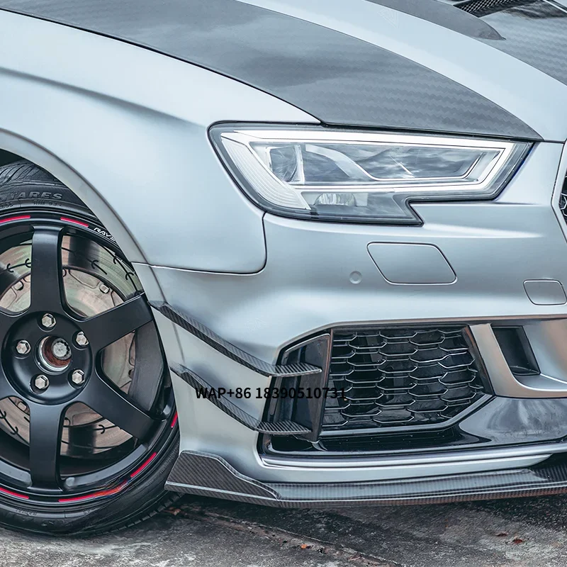 

RS3 Factory Wholesale Dry Carbon Fiber Car Front Bumper Lip Wing Splitter Car External Kits for RS3