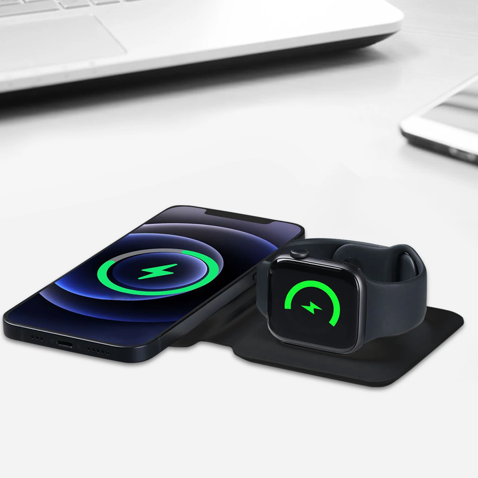 

2 In1 Dual Magnetic Wireless Charger For IPhones12 /Pro/Pro Max/Mini Charger 15W Fast Charging For AirPods Watch