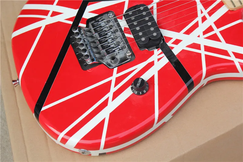 chinese guitar factory custom new 5150 Striped Series Red/Black/White Maple fingerboard Floyd tremolo Electric guitar 531