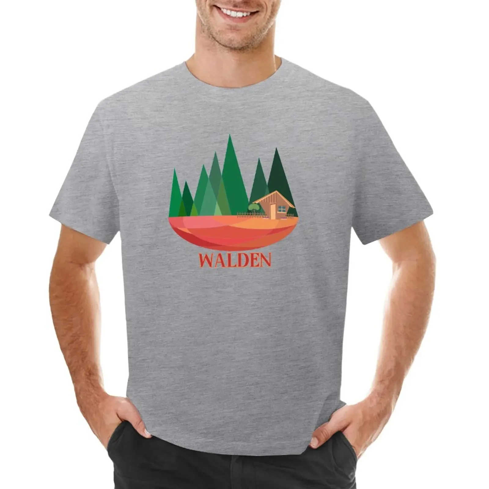 Walden, Thoreau s little wood house between the forest T-shirt vintage summer top T-shirt men