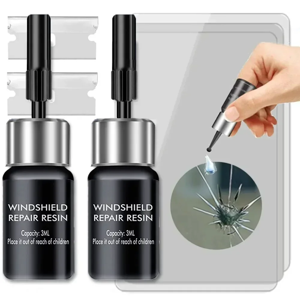 Windshield Repair Kit for Glass Automotive Glass DIY Windscreen Tool for Fixing Chips Cracks Star-Shaped Crack Nano Fluid Filler