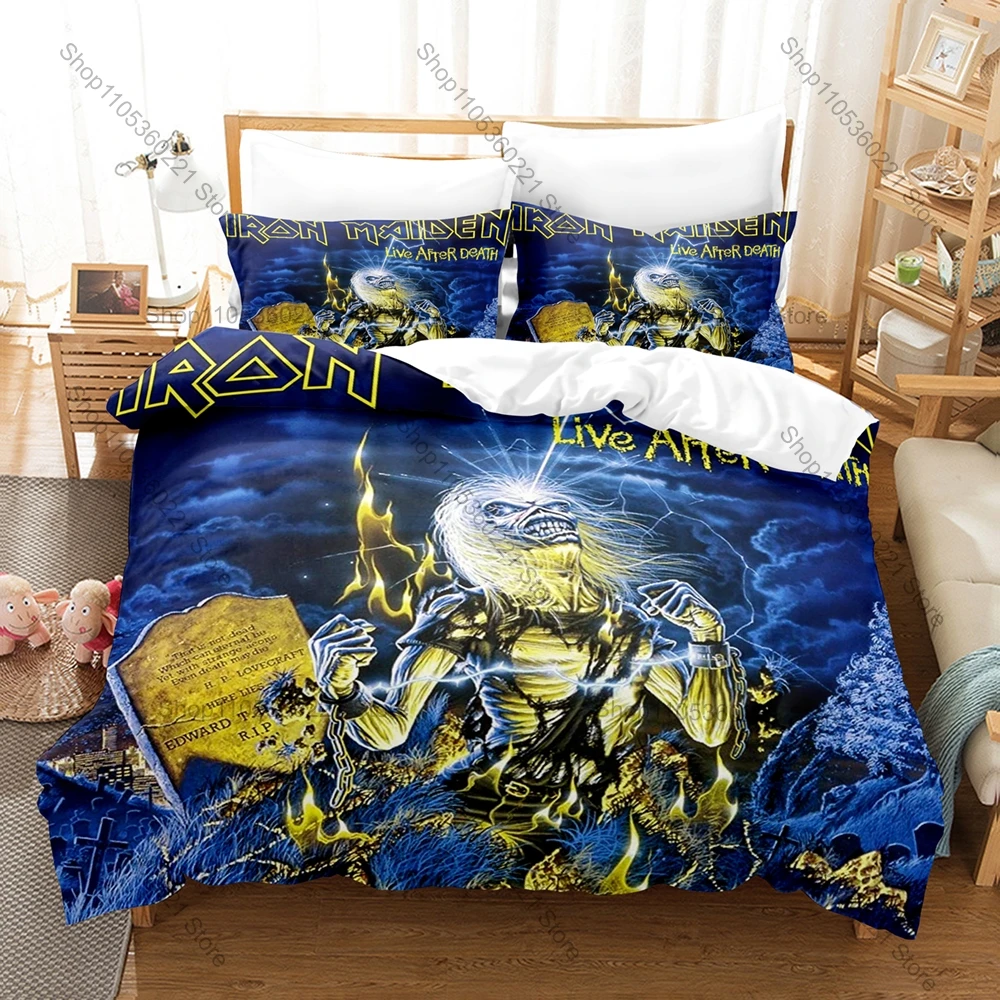 Personality New Iron Maiden A Matter Of Life And Death 1988 Bedding Set New Pillowcases Rock Band Print Bed Set for Fans Bedroom