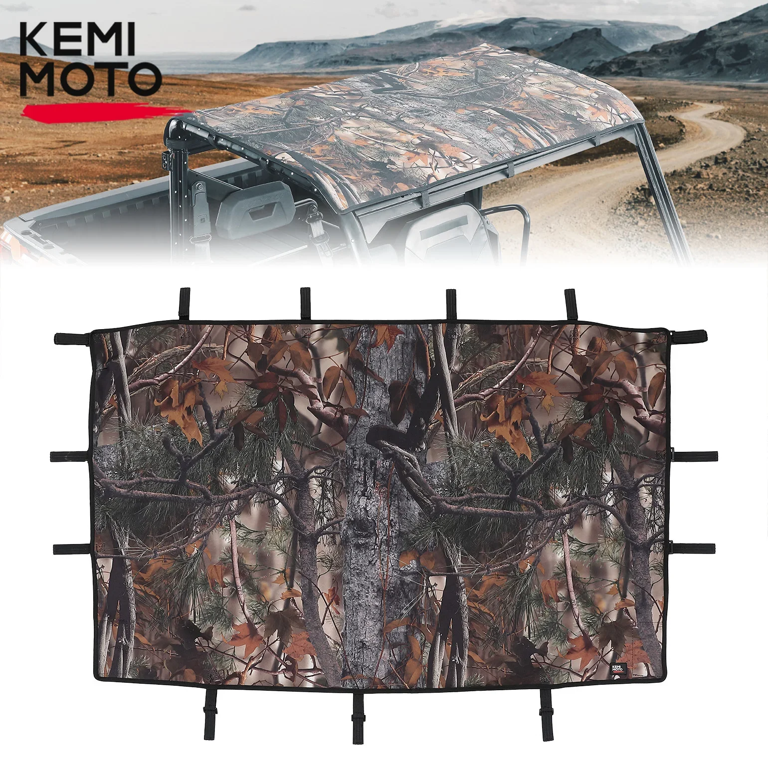 

KEMIMOTO UTV Canvas Top Tint, совместимый с Polaris Ranger XP 1000/1000/900 2013-2023 2024, 3-местный солнцезащитный козырек на крыше