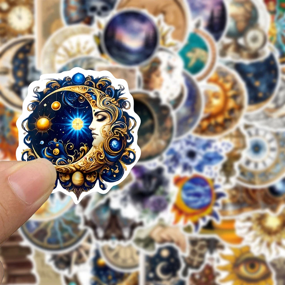 

10/30/50pcs Goth Retro Greek Sun Moon Stickers Aesthetic Decals Decoration DIY Phone Scrapbook Guitar Cool Cartoon Sticker Packs