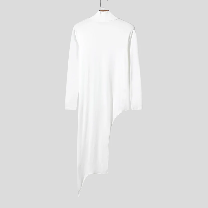 INCERUN Herren Unregelmäßiges T-Shirt mit Netz-Patchwork, Rollkragen, Langarm, Reißverschluss, Streetwear 2026, Transparente Herrenbekleidung – Detail 11