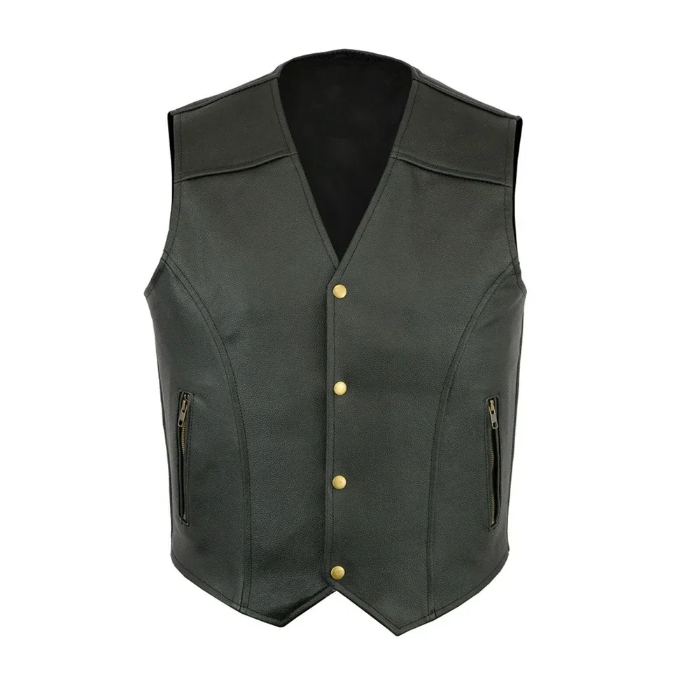 

Jackets Mens Vest Waistcoat Zip Pockets Coats M-4XL Motorcycle Biker Outdoor PU Leather Riding Club Sleeveless