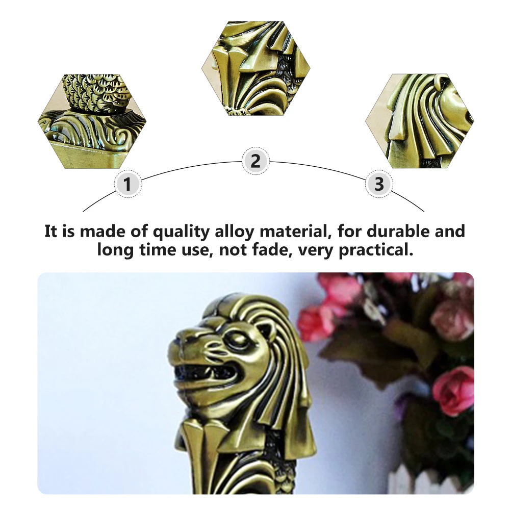 

Metal Merlion Ornament Travel Vintage Home Decor Sculpture Alloy Decoration Statue