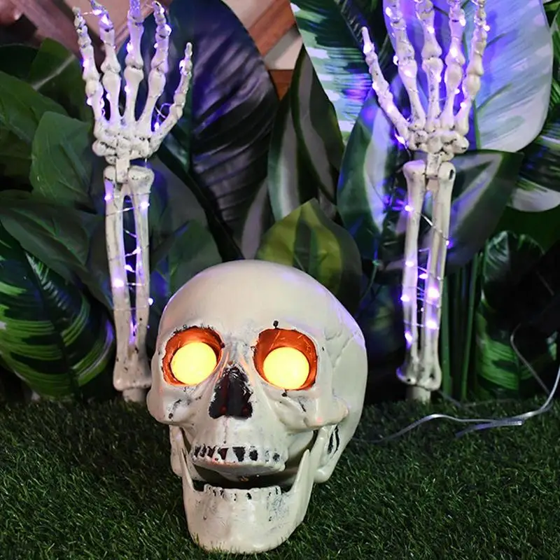 Skeleton Hands Halloween Decor Solar Pathway Lights Solar Halloween Skeleton Arms Stakes Garden Stake Lights With Sound Effect