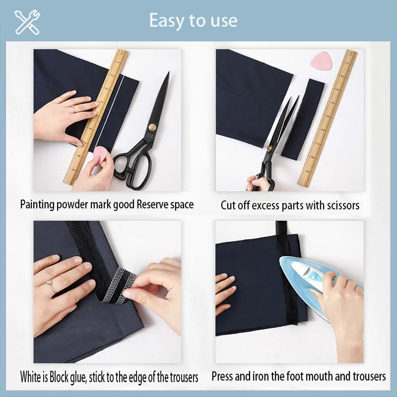 1M Multifunctional Trouser Leg Patch Single Sided Self Adhesive Tape Trouser Leg Cuff Shorten Ironing Sewing Tape