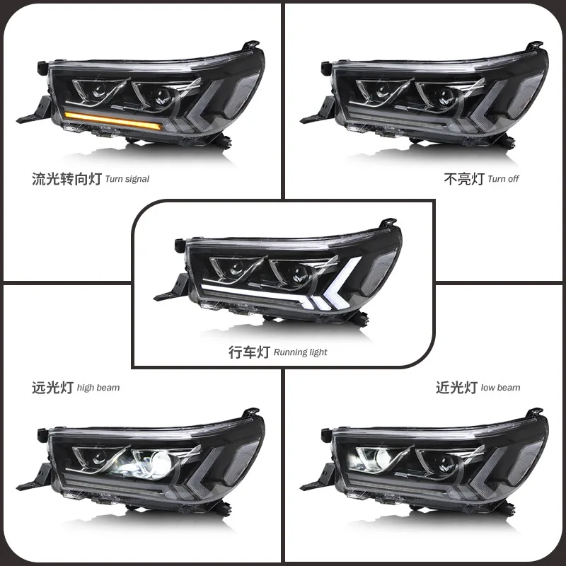 for T-o-yo-ta Hilux Revo Vigo 2015-up Full Led Head Light LED Head Lamp DRL Turn Signal Light Car Headlight Assembly