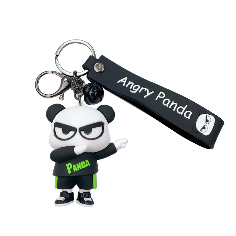 Cartoon Trendy Cool Panda Doll Keychain Creative Cute Car Key Ring Chain Men Women Boy Girl Bag Pendant Keyring Gift Ornaments