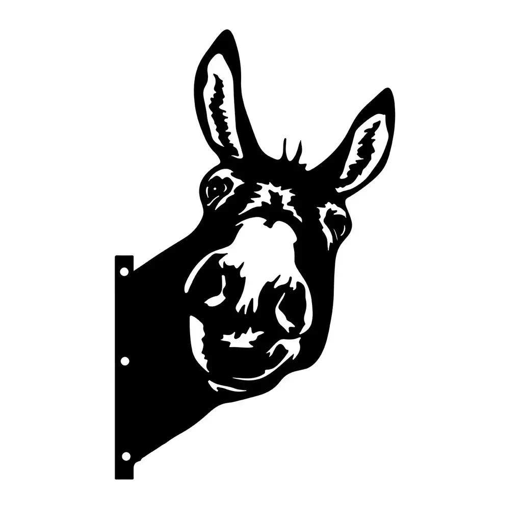 1 Vintage Donkey Head Iron Silhouette Wall Art Decoration for Garden Party Decor Cute Farmhouse Touch to Your Garden Fence