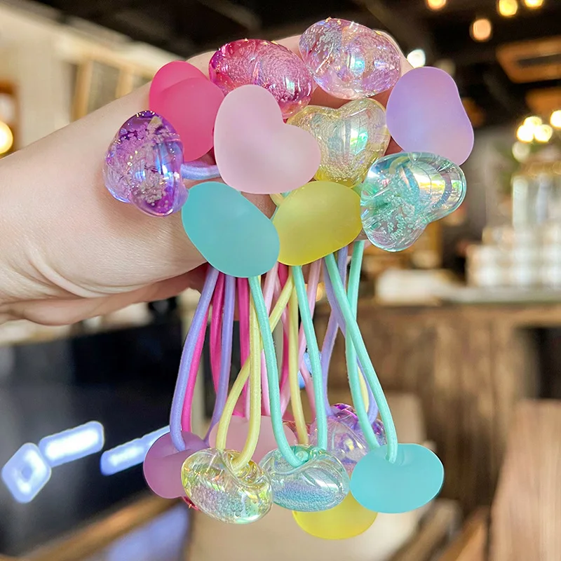 Elastic Rubber Bands Love Heart Twist Rope for Children High Stretch Ponytail Holders for Girls Daily Braiding Non Damage