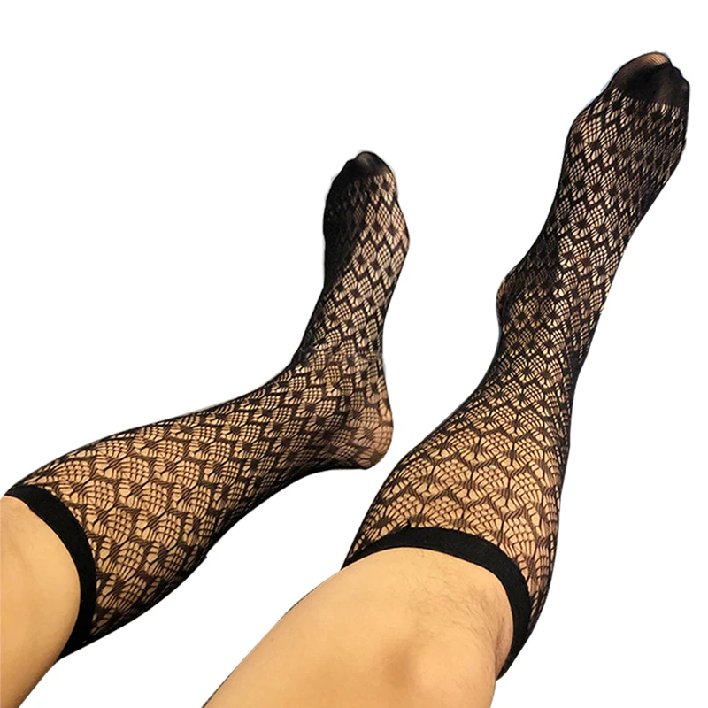 Cross Dressing Fetish Gayman Pantyhose Socks Fishnet Holes Mesh Stylish Man's Nylon Stocking Sex Mature Man