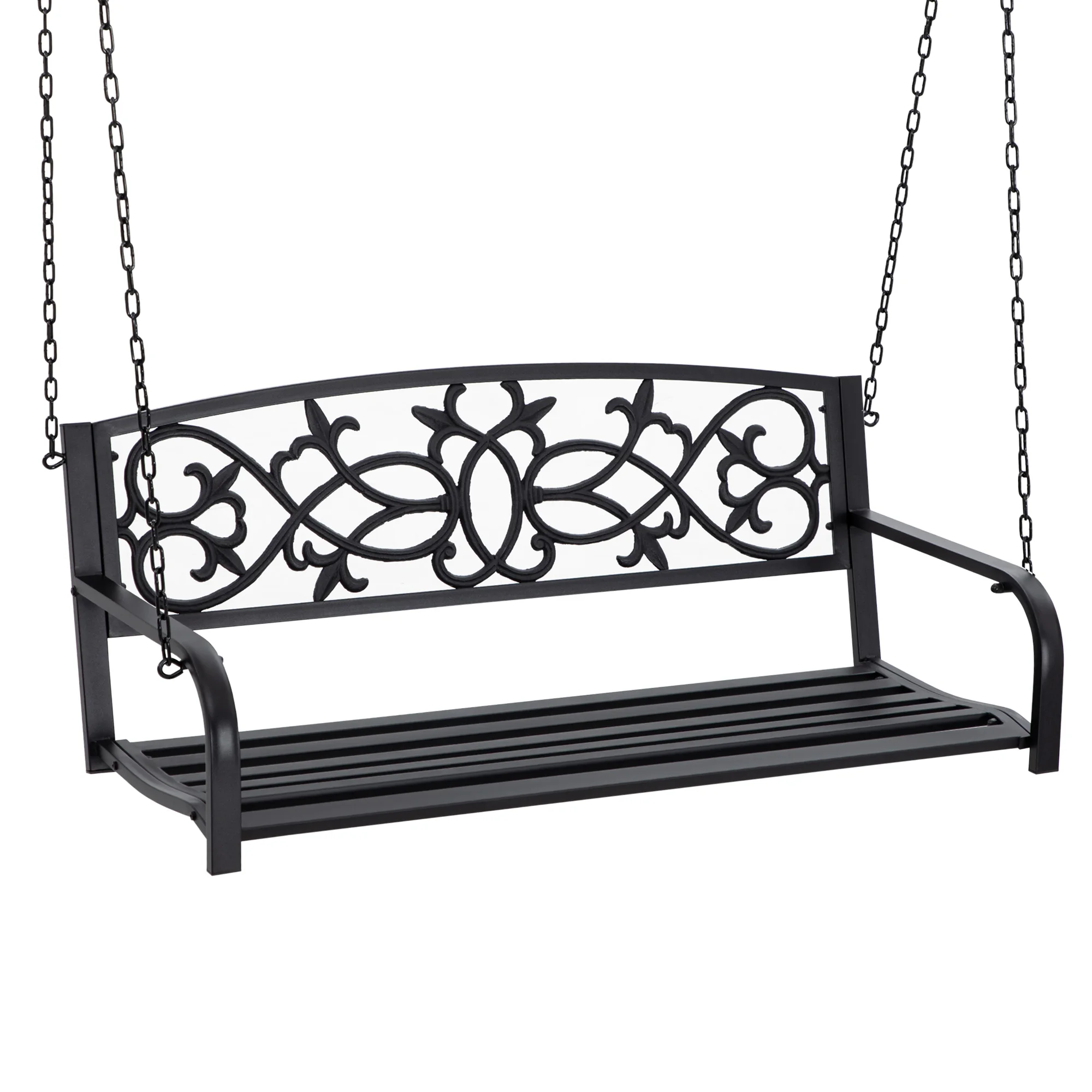 Outsunny 2seater swing bench steel hanging bench with armrest load Max. 240 kg for outdoor balcony terrace 127x59,5x52cm