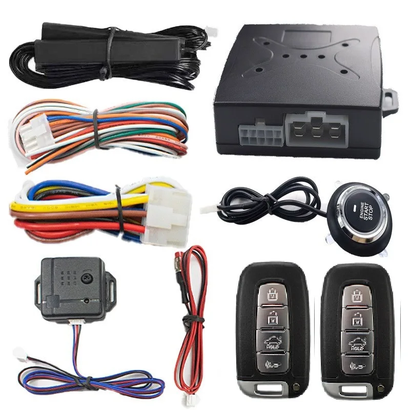 New Universal Car Retrofit Kit, Bluetooth Mobile‑Phone Control Push Button Start PKE Keyless Entry System