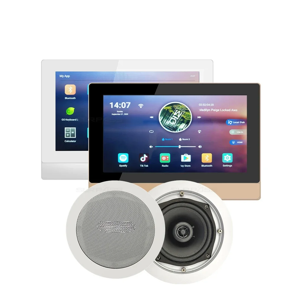 Smart Home Hotel Commercial Industrial Audio 7Inch WiFi Touch Screen Tablet 4 Zones Home Theater System