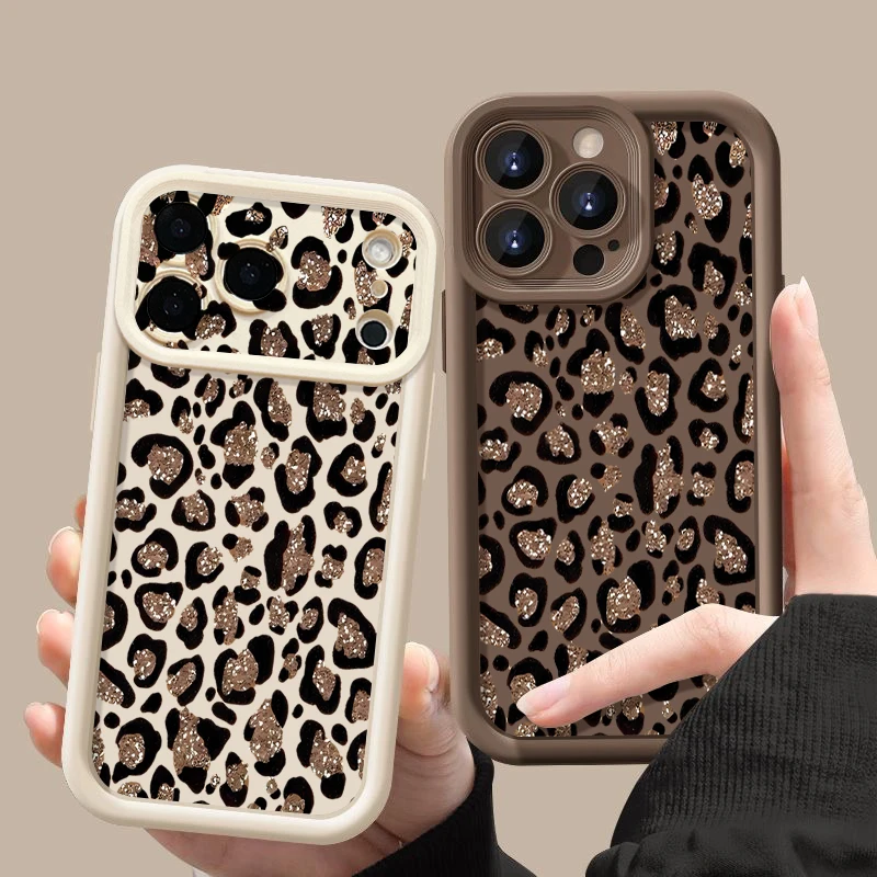 Golden Leopard Print Soft Phone Case For iPhone Air 16e 17 16 15 14 Pro Max 13 12 17 Pro 15 16 14 Plus Shockproof Silicone Cover
