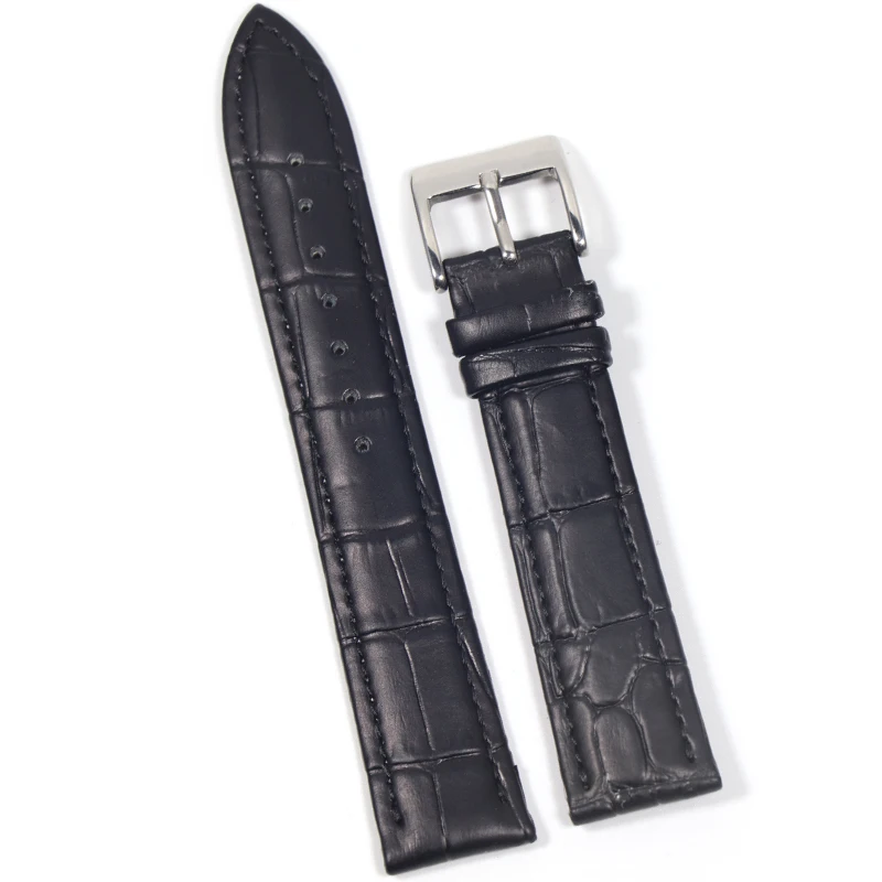 20mm watch band Double-sided cowhide leather strap, cowhide bracelet gift strap, flower leather crocodile pattern strap