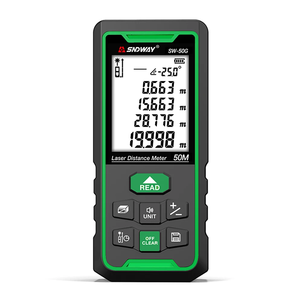 SNDWAY SW-50G/70G/ 100G Laser distance meter Digital range finder 100m 70m 50m Rangefinder Trena lazer Green light measurement